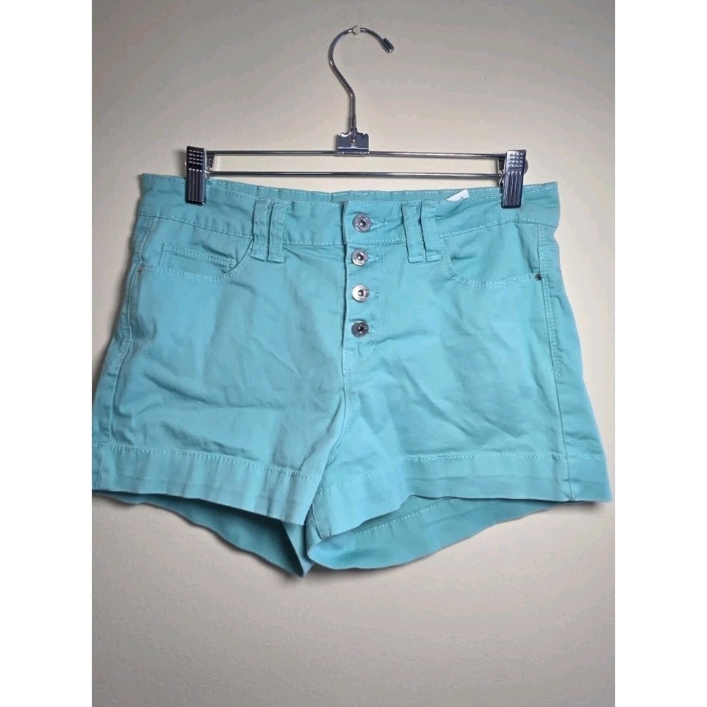 l.e.i. Tatum Lowrise Teal Shorts Juniors Size 9 Y2K Cuffed Hot Pants Summer